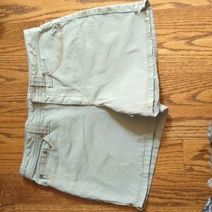 Vtg Faded Glory Stretch Khaki Denim Shorts Size 8 Light Green Khaki Vint…